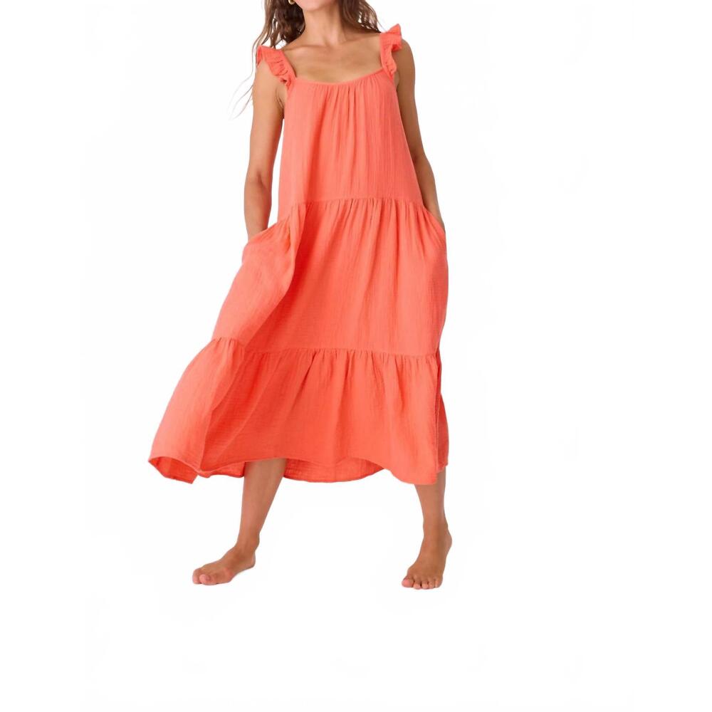 NEW PJ SALVAGE copacabana dress in guava